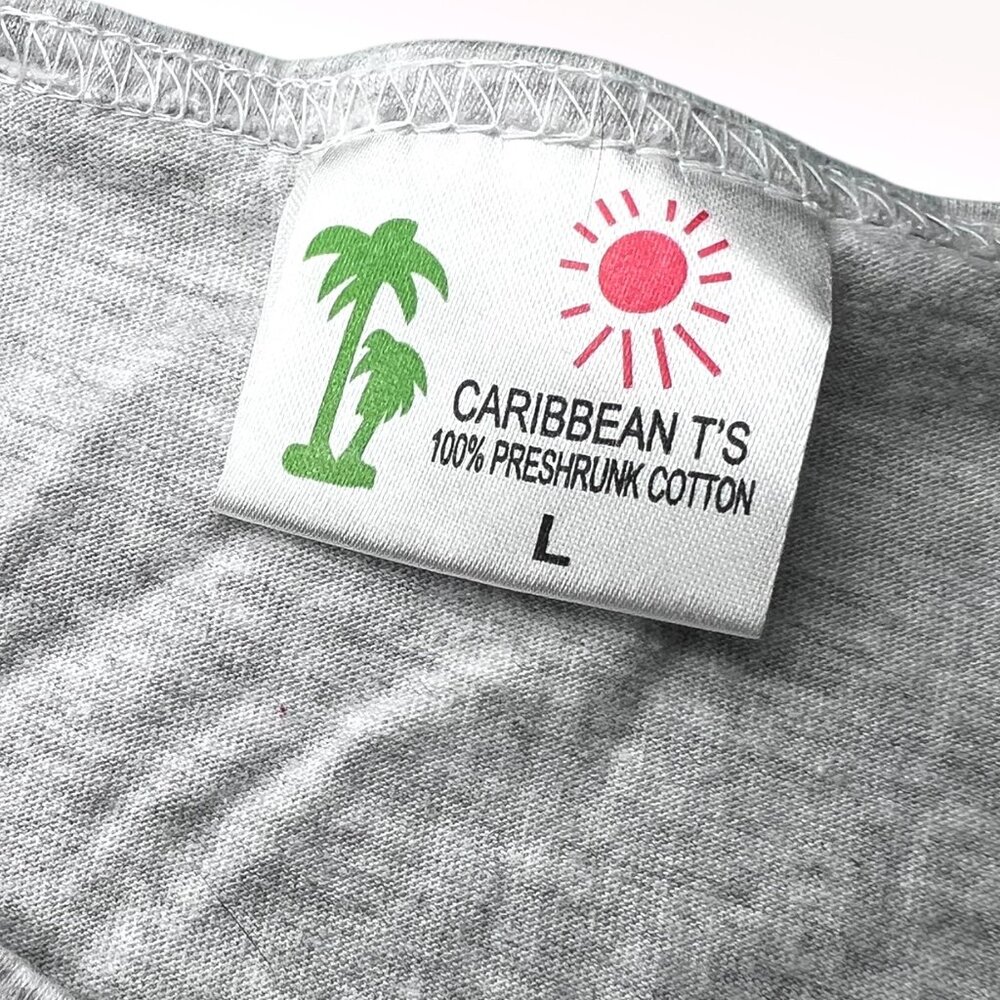 St Martin St Maarten Tank Top Map Graphic Gray Cotton Size Large - Picture 3 of 6